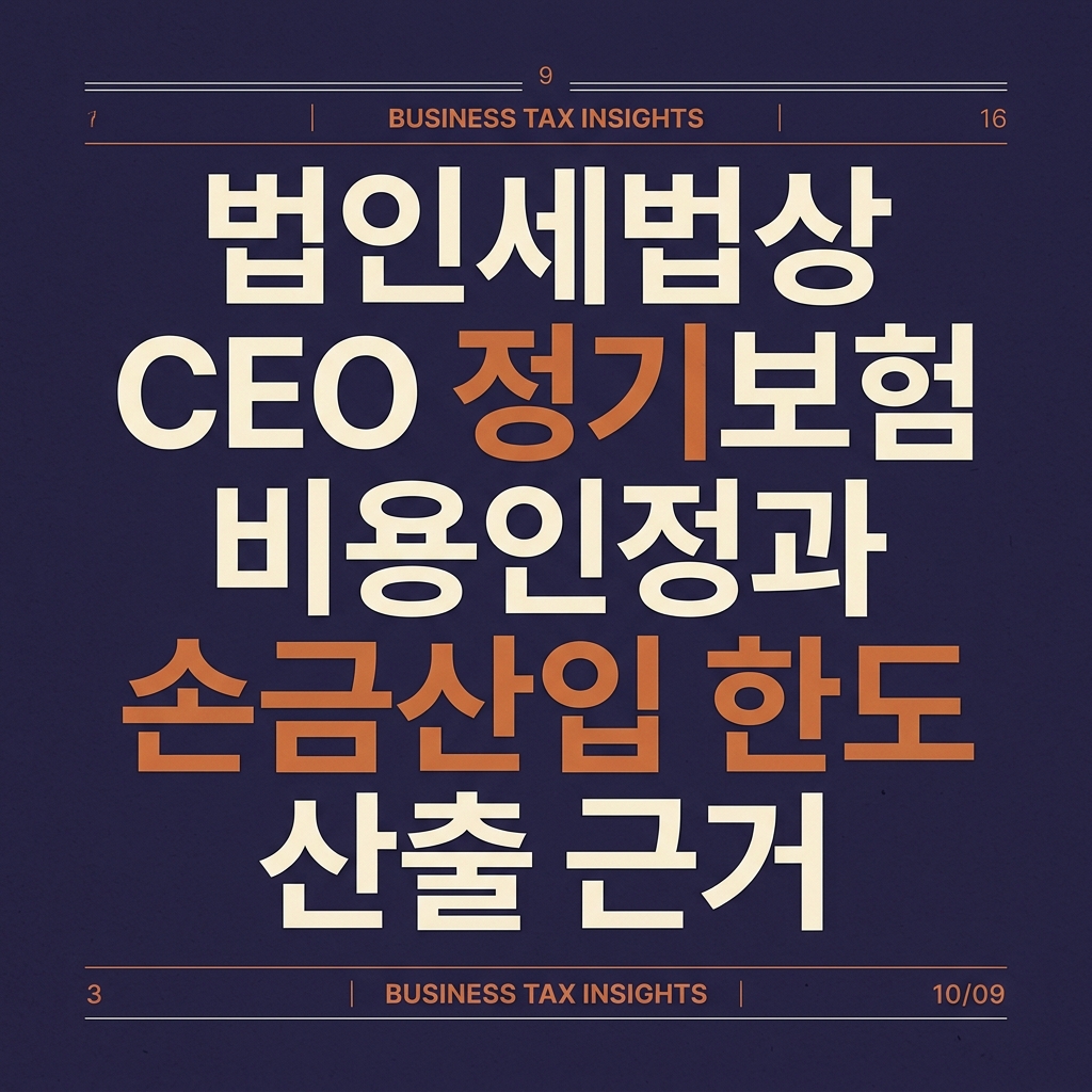 ai thumbnail typography 법인세법상 CEO 정기보험 비용인정과 손금산입 한도 산출 근거 1787894269