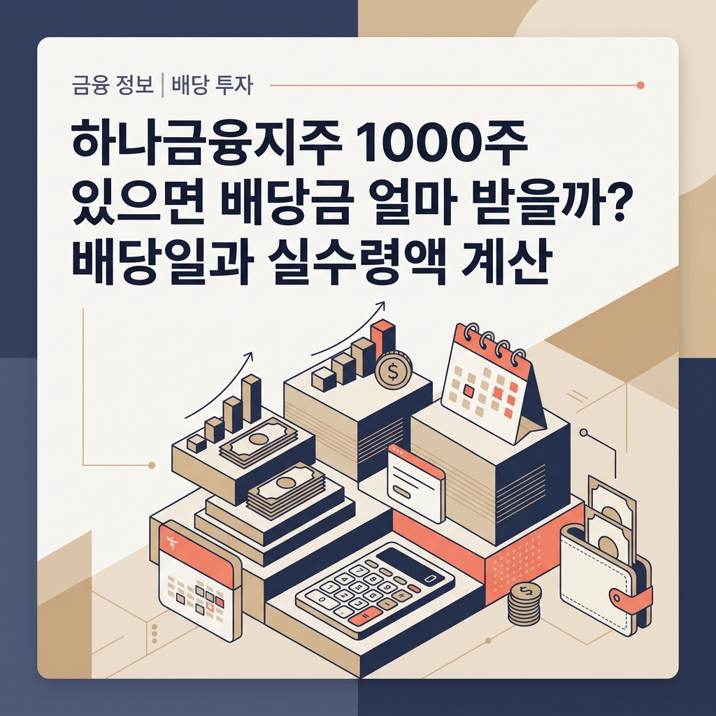 ai thumbnail branding 하나금융지주 1000주 있으면 배당금 얼마 받을까 배당일과 실수령액 계산 1790150459