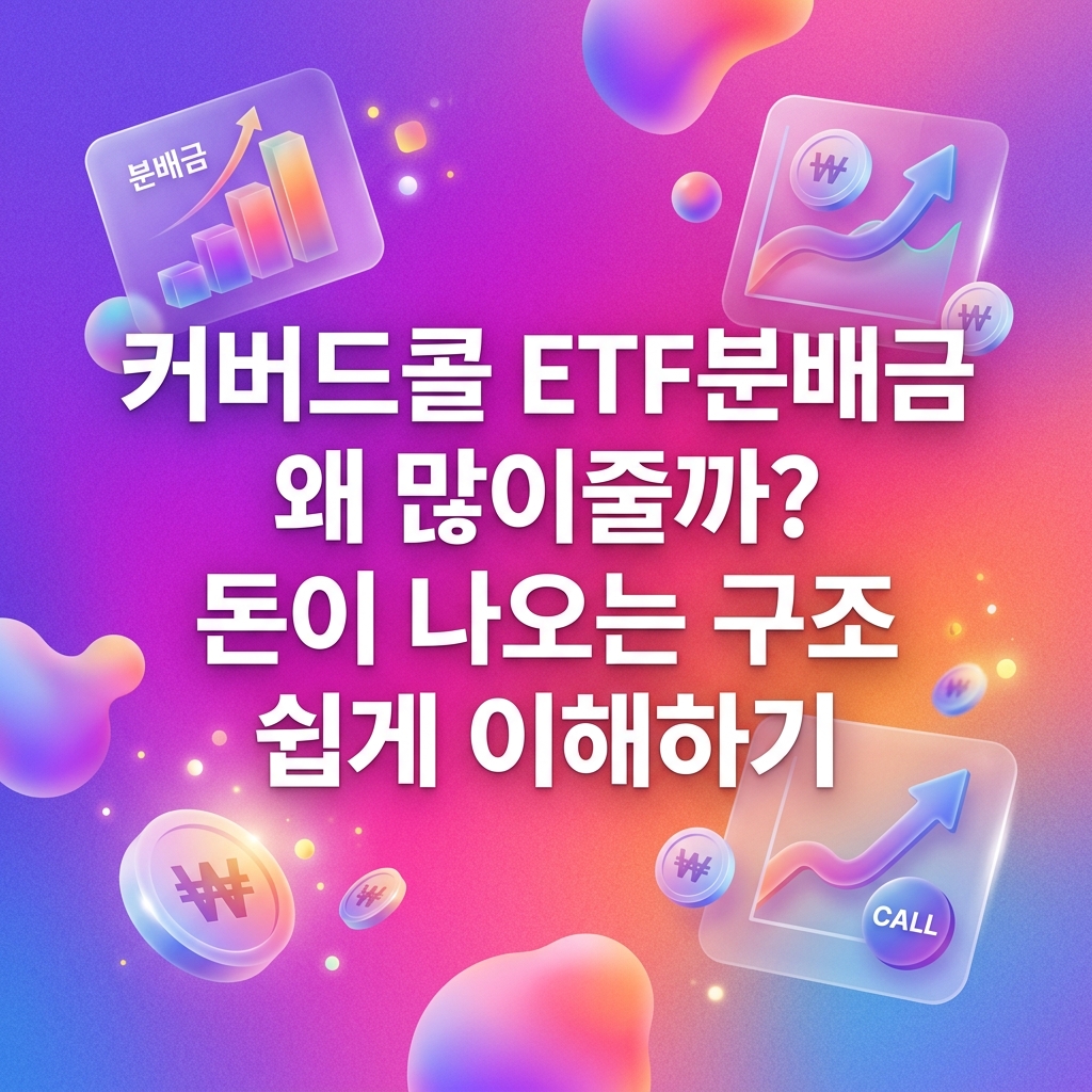ai thumbnail gradient 커버드콜 ETF분배금 왜 많이줄까 돈이 나오는 구조 쉽게 이해하기 1789450367