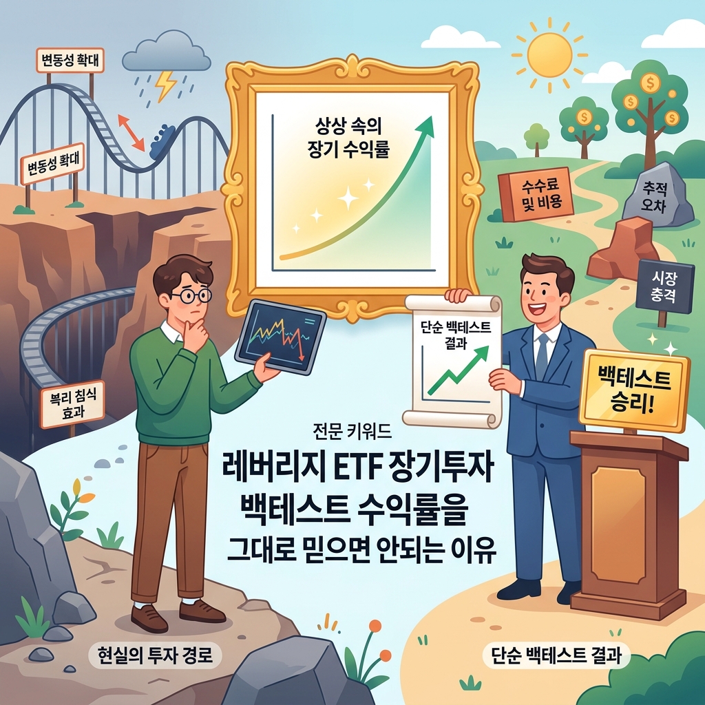 ai thumbnail illustration 레버리지 ETF 장기투자 백테스트 수익률을 그대로 믿으면 안되는 이유 1789475705