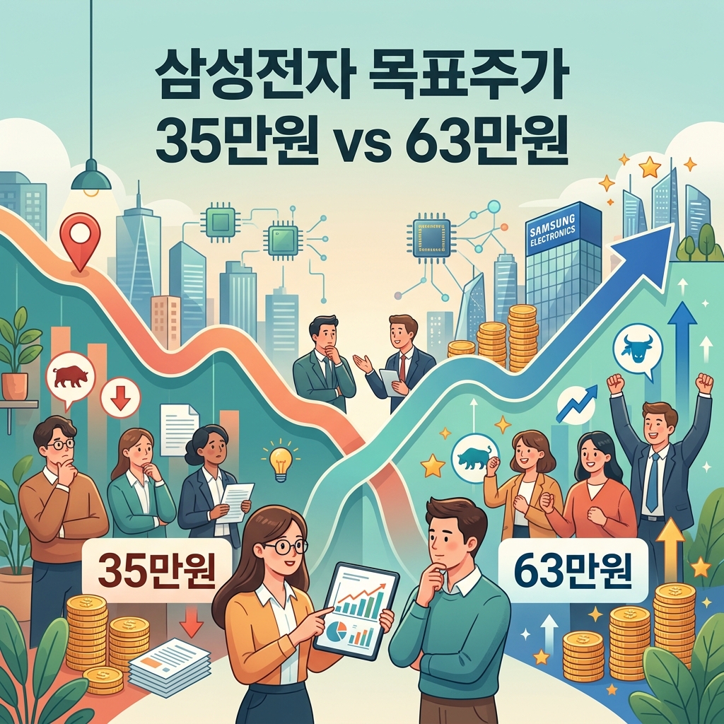 ai thumbnail illustration 삼성전자 목표주가 35만원 vs 63만원 1790147082