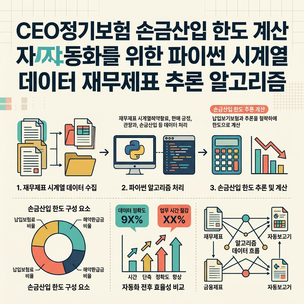ai thumbnail infographic CEO정기보험 손금산입 한도 계산 자동화를 위한 파이썬 시계열 데이터 재무제표 추론 알고리즘 1788909617