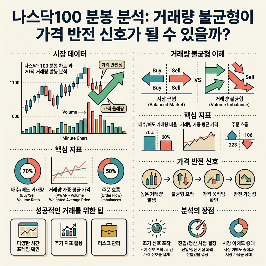 ai thumbnail infographic 나스닥100 분봉 분석 거래량 불균형이 가격 반전 신호가 될 수 있을까 1789221781