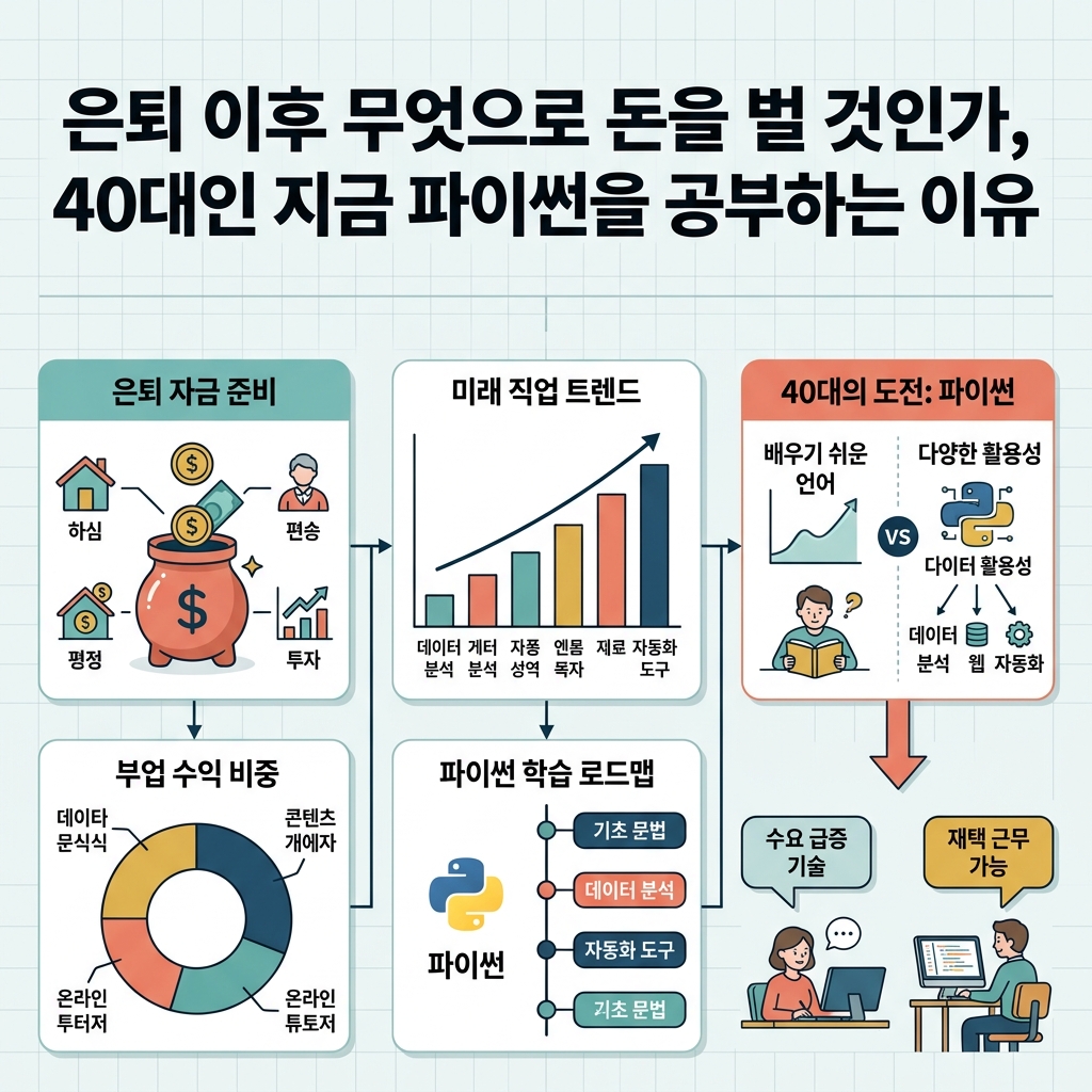 ai thumbnail infographic 은퇴 이후 무엇으로 돈을 벌 것인가 40대인 지금 파이썬을 공부하는 이유 1789080181