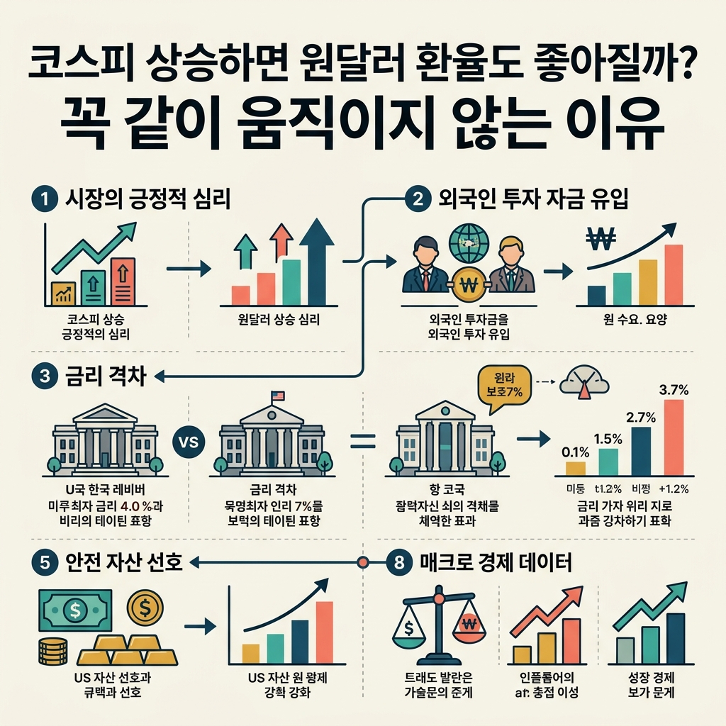 ai thumbnail infographic 코스피 상승하면 원달러 환율도 좋아질까 꼭 같이 움직이지 않는 이유 1789202279