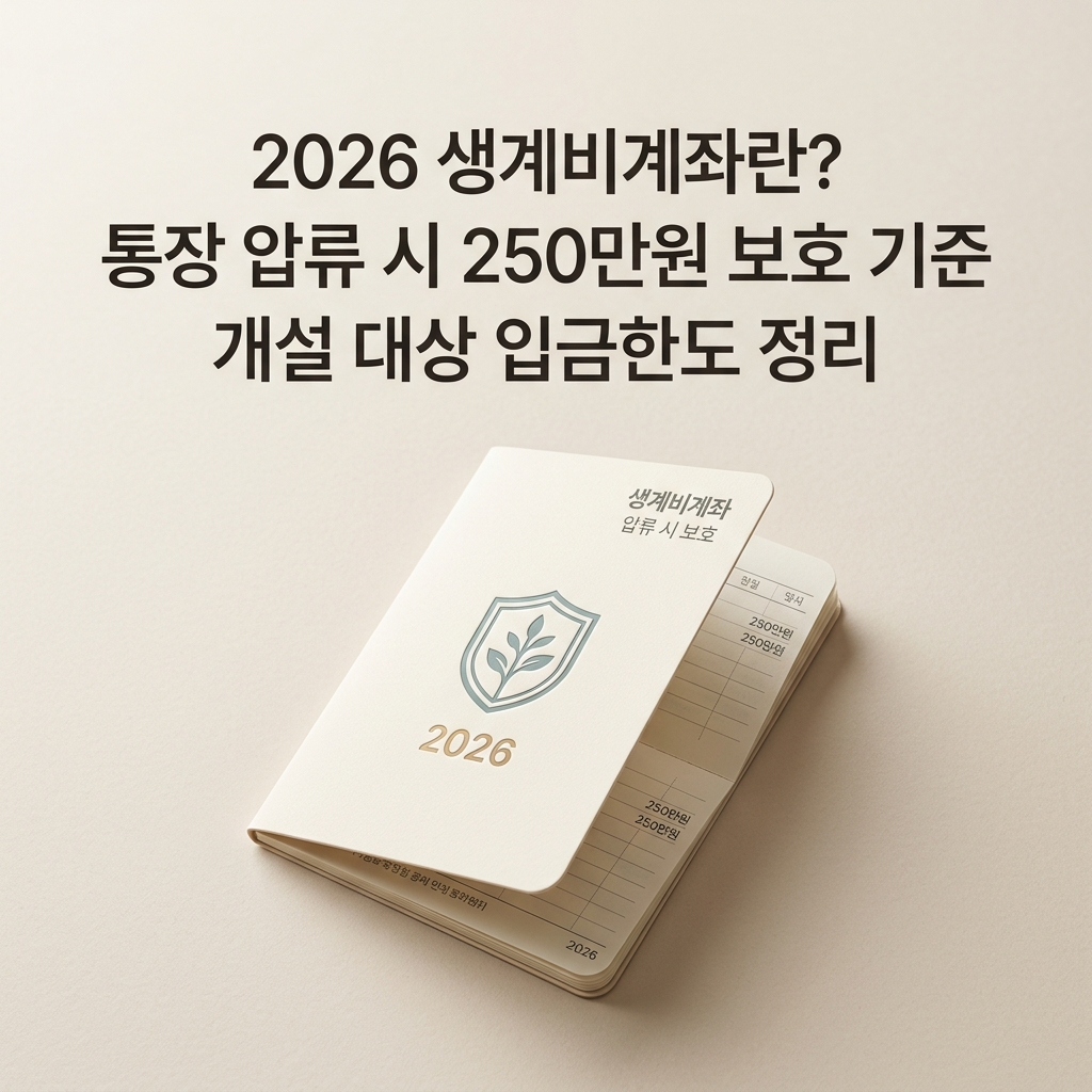 ai thumbnail minimal 2026 생계비계좌란 통장 압류 시 250만원 보호 기준 개설 대상 입금한도 정리 1790017671