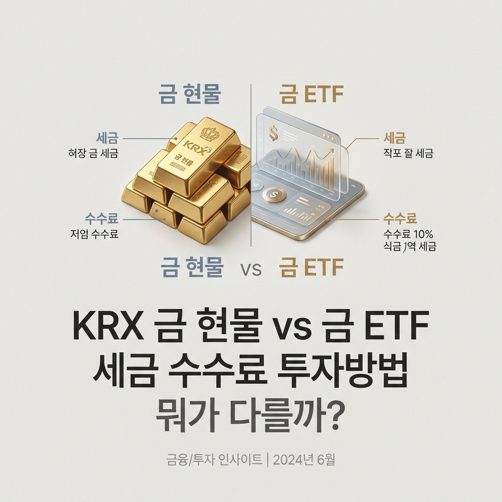 ai thumbnail minimal KRX 금 현물 vs 금 ETF 세금 수수료 투자방법 뭐가 다를까 1789739320