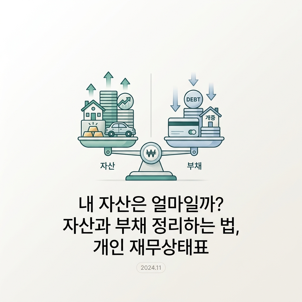 ai thumbnail minimal 내 자산은 얼마일까 자산과 부채 정리하는 법 개인 재무상태표 1789700744