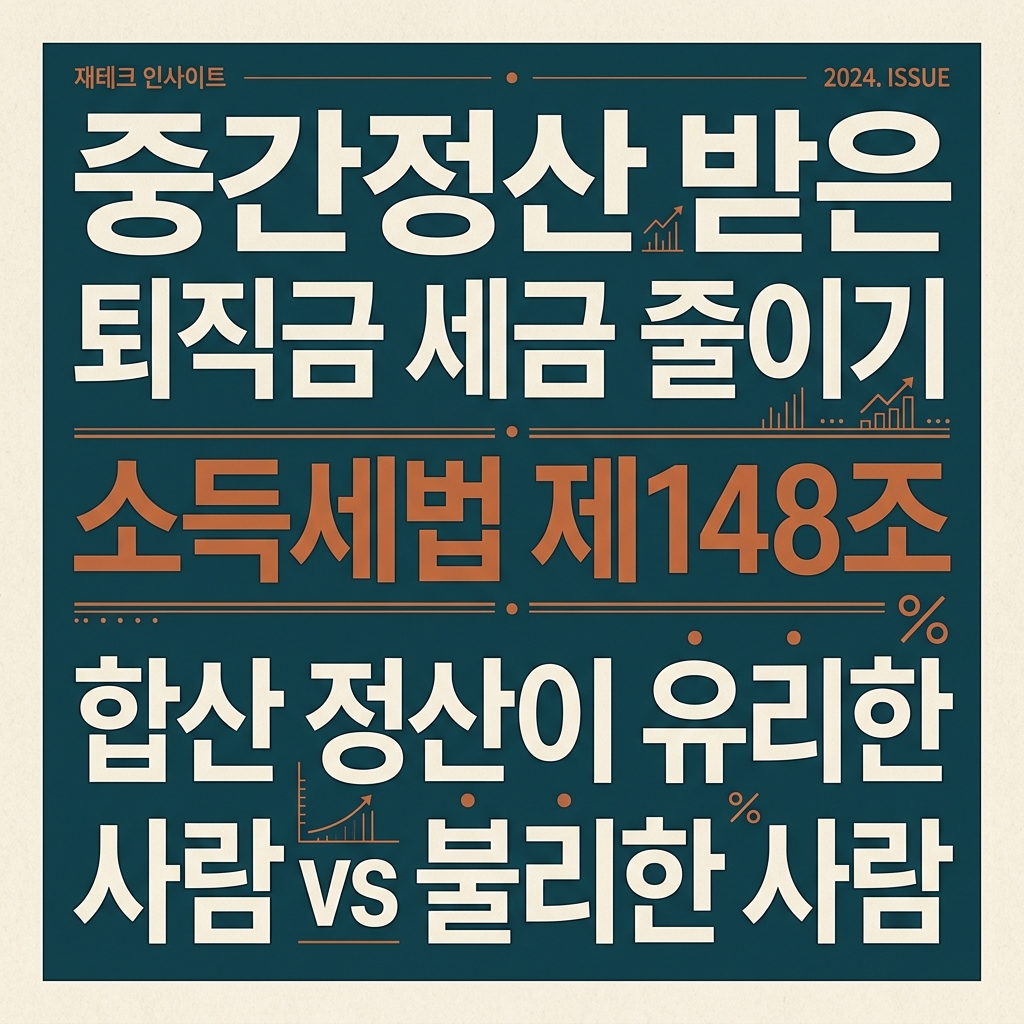 ai thumbnail typography 중간정산 받은 퇴직금 세금 줄이기 소득세법 제148조 합산 정산이 유리한 사람 vs 불리한 사람 1789451214