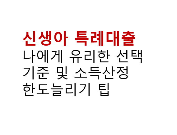 신생아 특례대출 나에게 유리한 선택기준 및 소득산정 한도늘리기 팁 3 신생아 특례대출 나에게 유리한 선택기준 및 소득산정 한도늘리기 팁