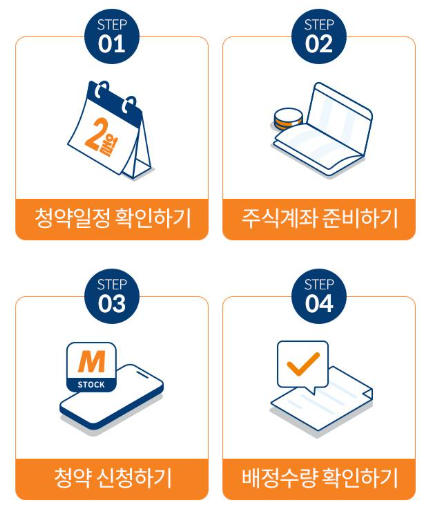 공모주 청약할 때 뭘 봐야 할까? 수요예측부터 유통물량까지 2 청약일정확인하기 주식계좌준비하기 청약신청하기 배정수량확인하기